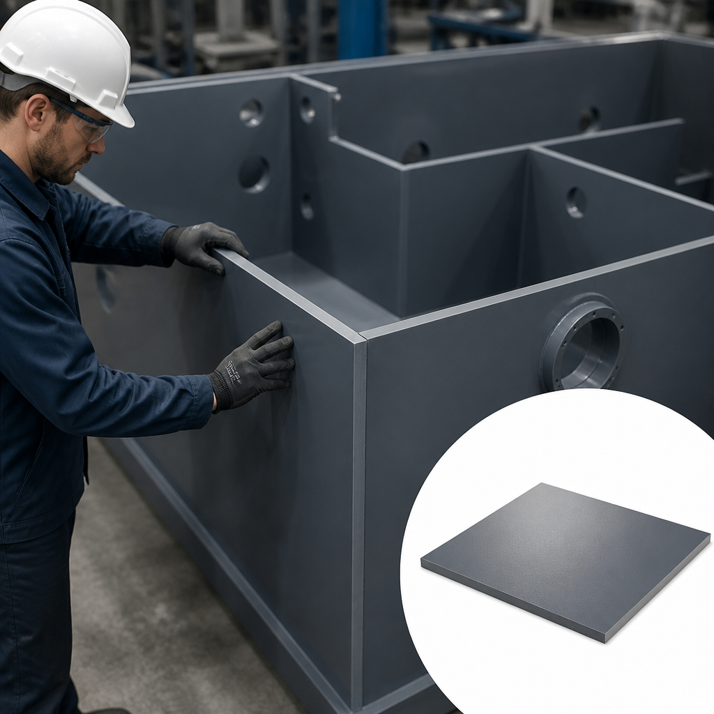 Grey PVC Sheet for Chemical Processing 15mm to 50mm thick