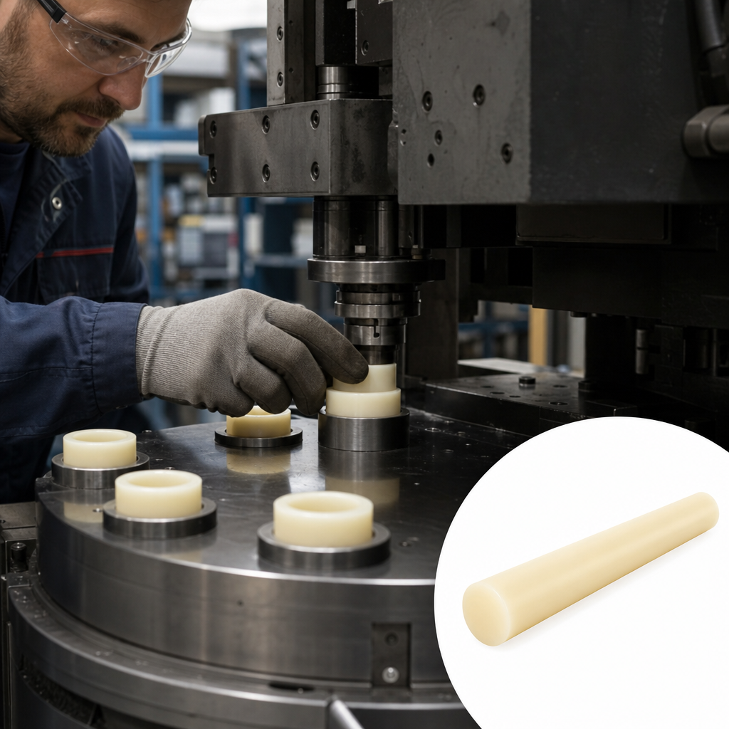 Nylon 66 Natural (cream) Rod 6.35mm to 50mm dia for Wear pads & bushes