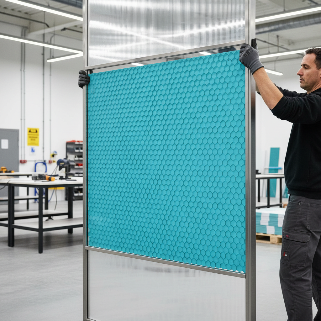 Premium Honeycomb Composite Sheet - Blue PETG with Protective Foil, Rigid & Impact Resistant for Versatile Applications