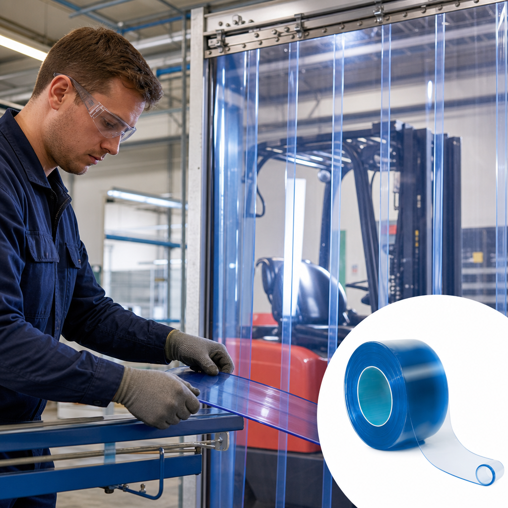 PVC Clear Strip Full Roll 100mm to 400mm thick for Forklift areas & exterior doors
