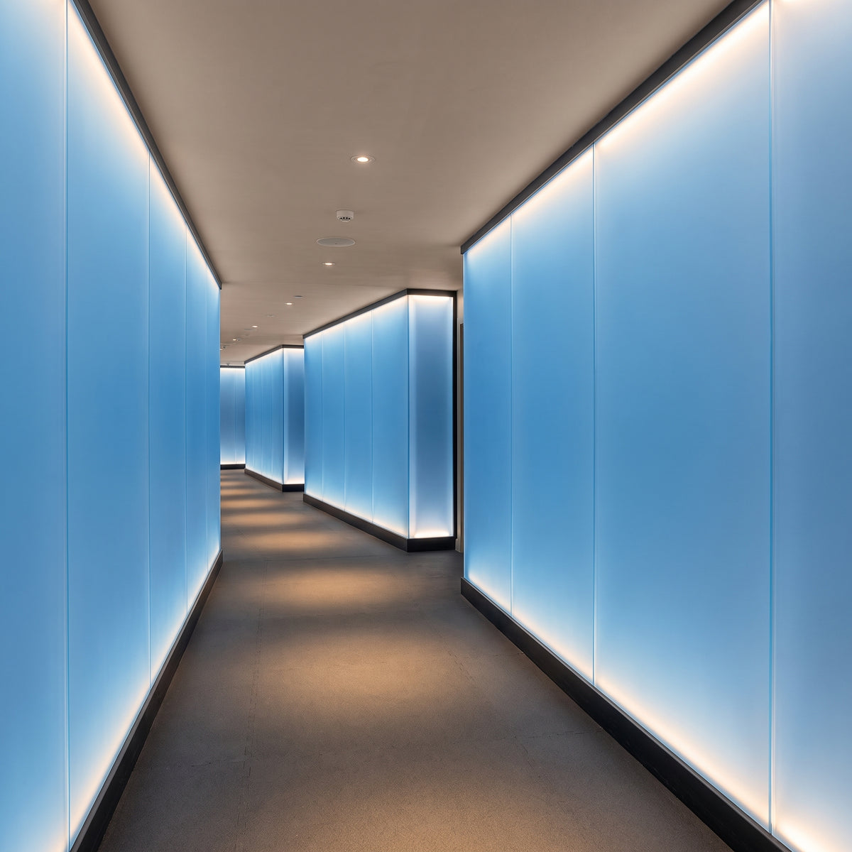 Electric Blue frosted Perspex acrylic sheet (S2 7T69) used as a gym feature wall