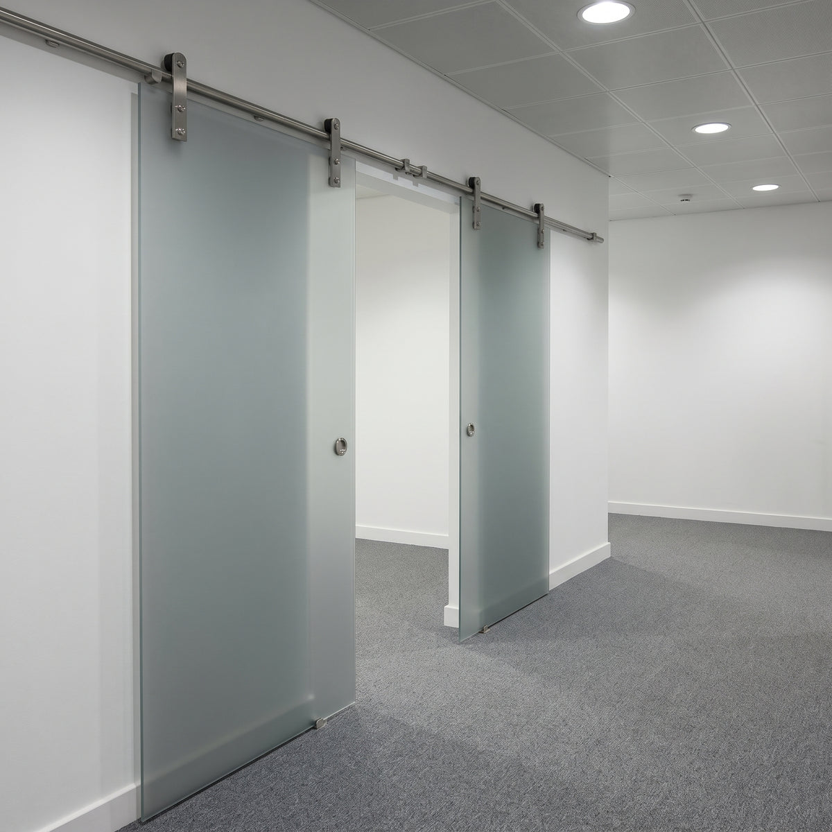 Stone Grey frosted Perspex acrylic sheet (S2 9T21) used as office sliding doors