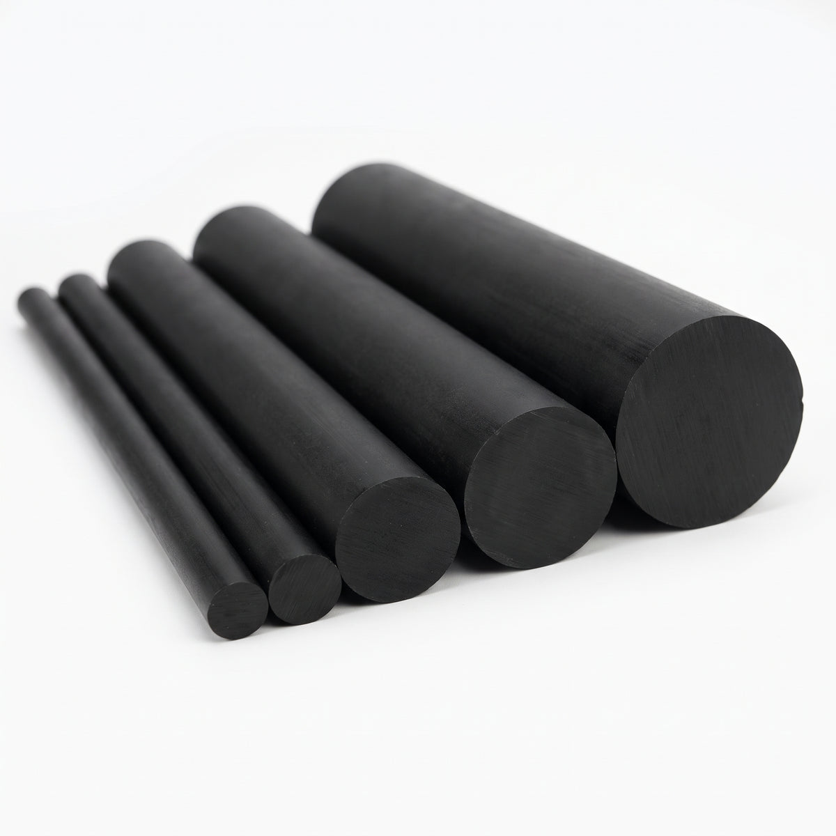 Black glass-filled Nylon 66 (PA66-GF30) rod in a range of diameters, solid round bar