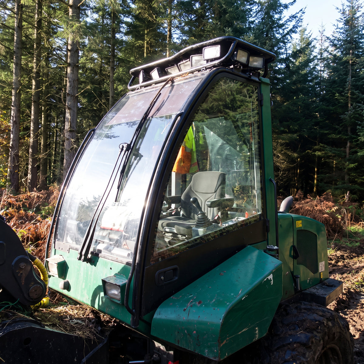 Lexan Margard MR5e hard-coated polycarbonate sheet used as forestry machine cab glazing