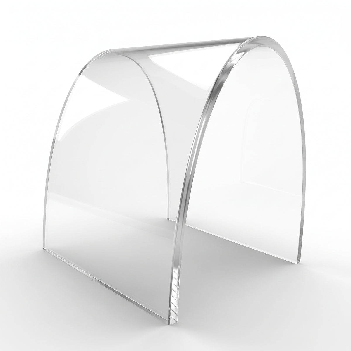 Clear high impact acrylic sheet thermoformed into a curve
