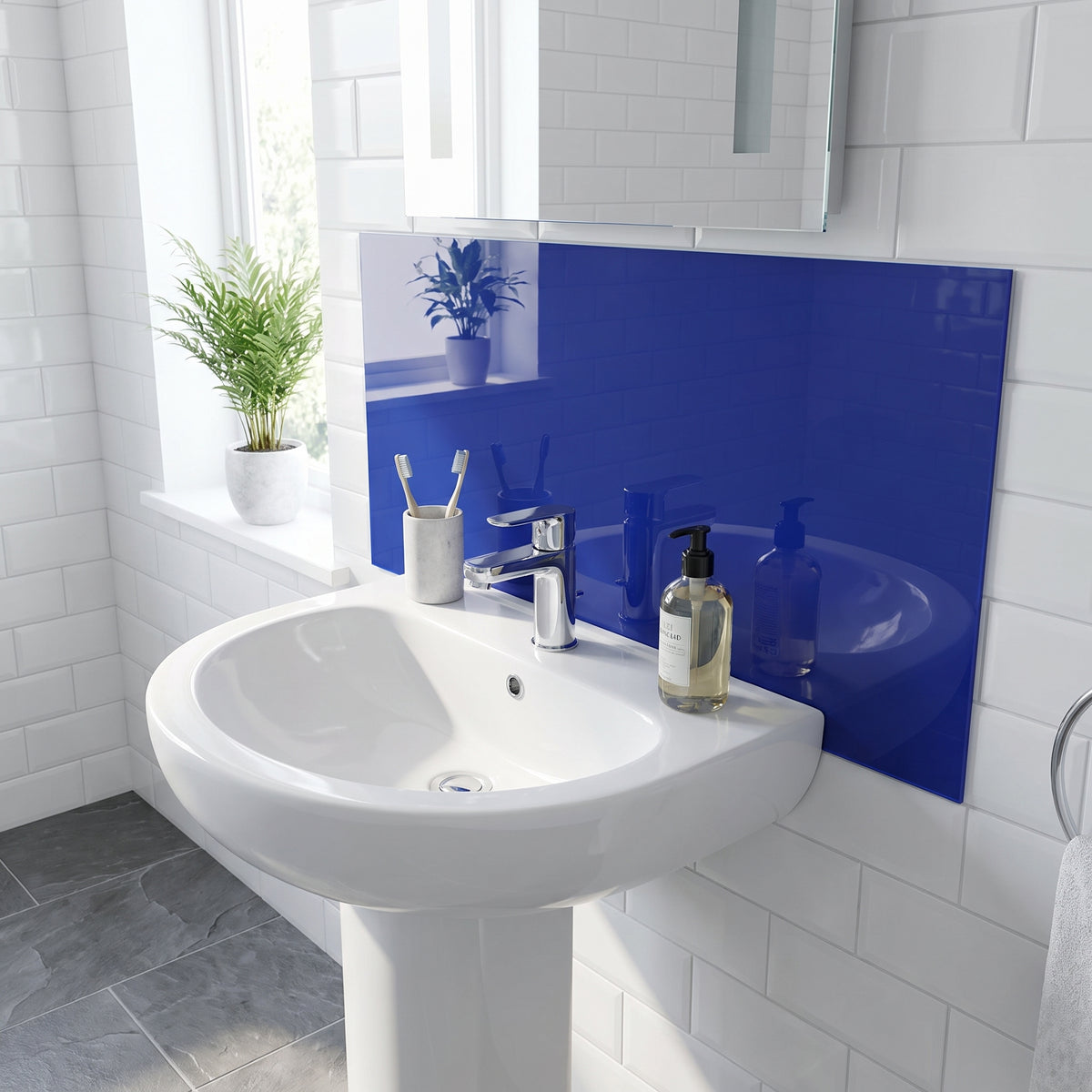 Blue 744 Perspex bathroom splashback