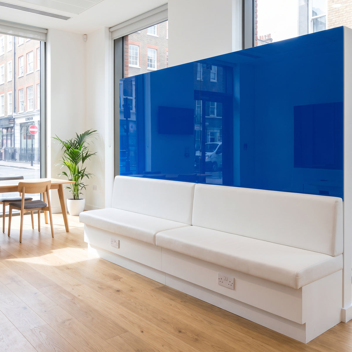 Blue 751 Perspex office feature wall