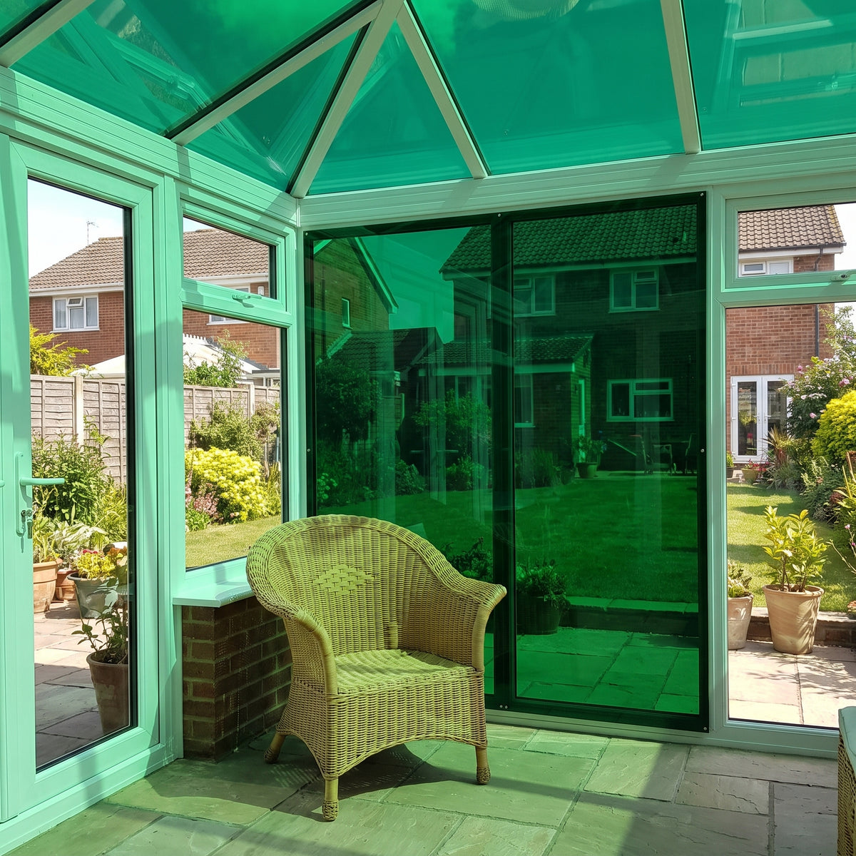 Green 6600 transparent tinted Perspex conservatory panels
