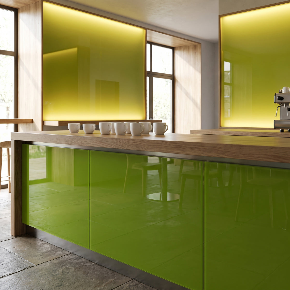 Green 6T81 Perspex cafe counter