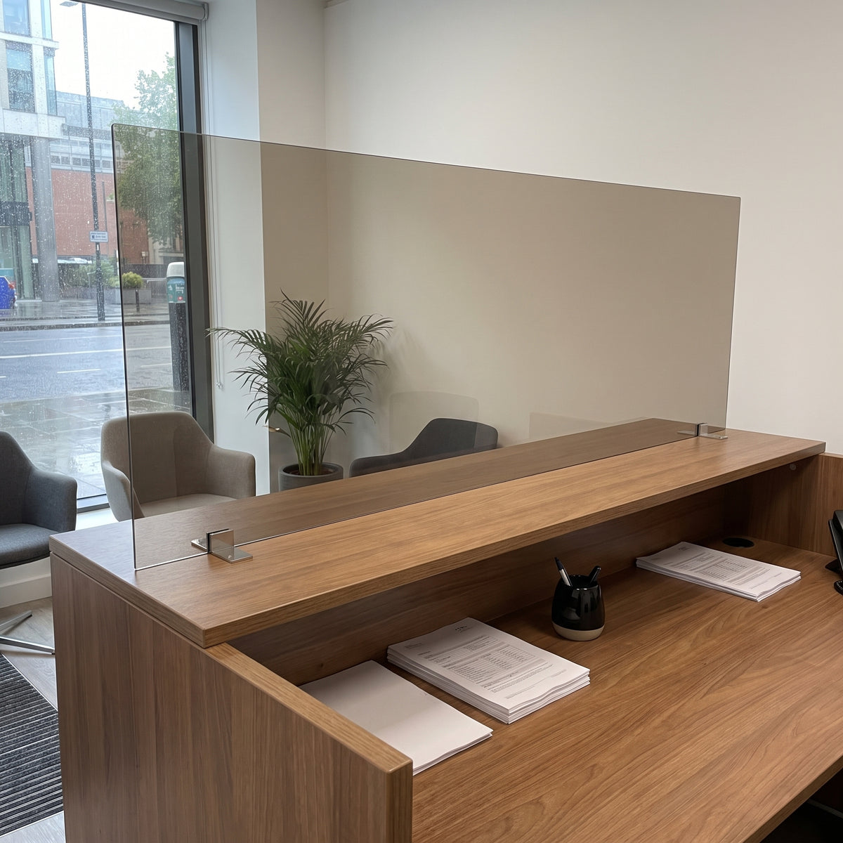 Neutral 914 tinted Perspex reception screen