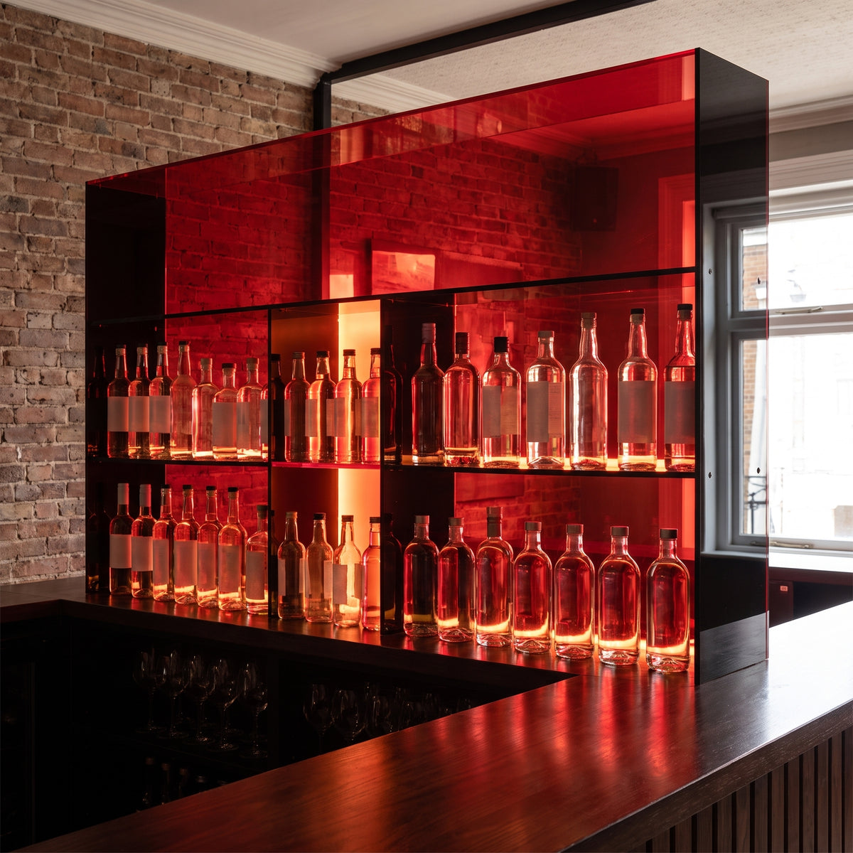 Red 4401 transparent Perspex back-bar