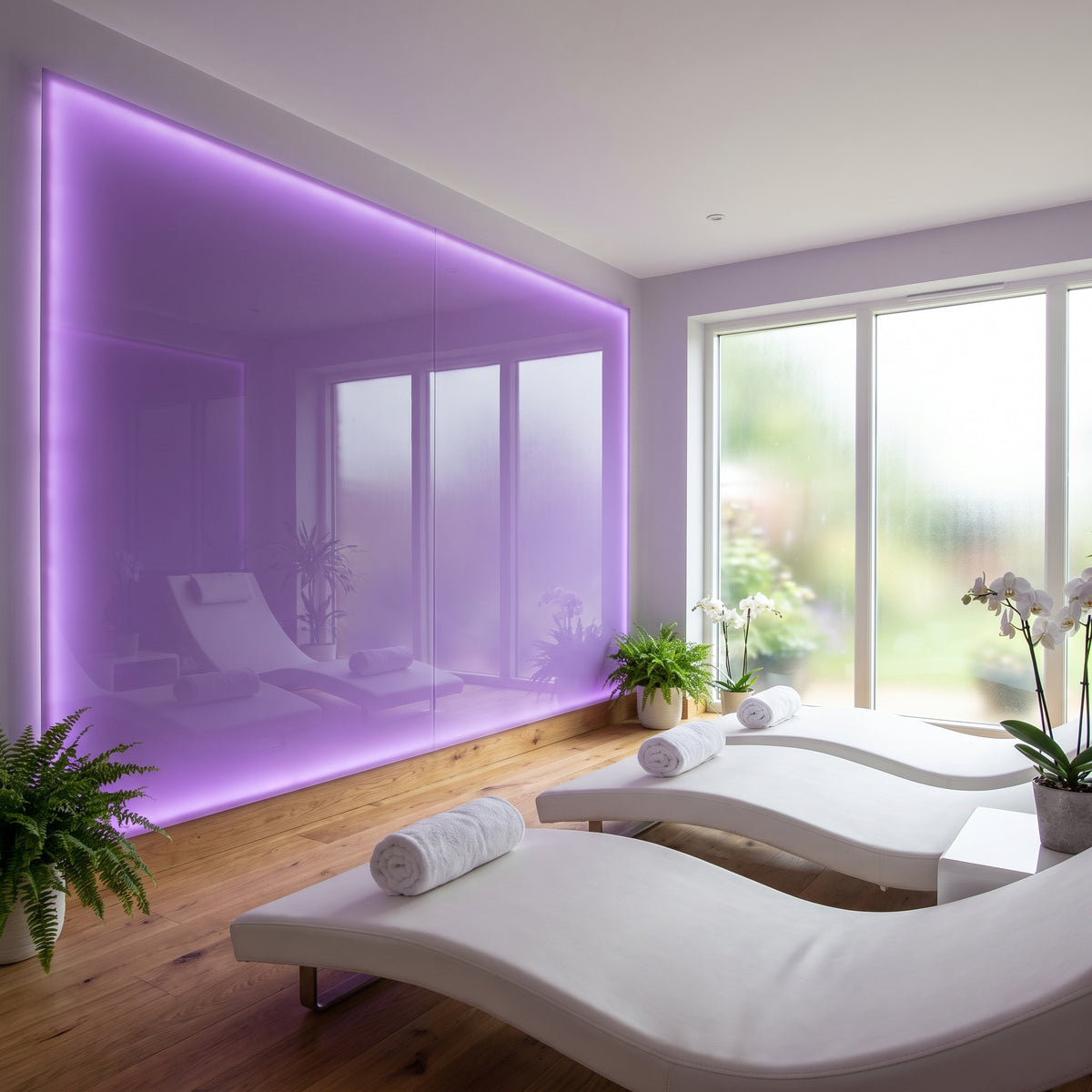 Violet 886 back-lit Perspex spa wall