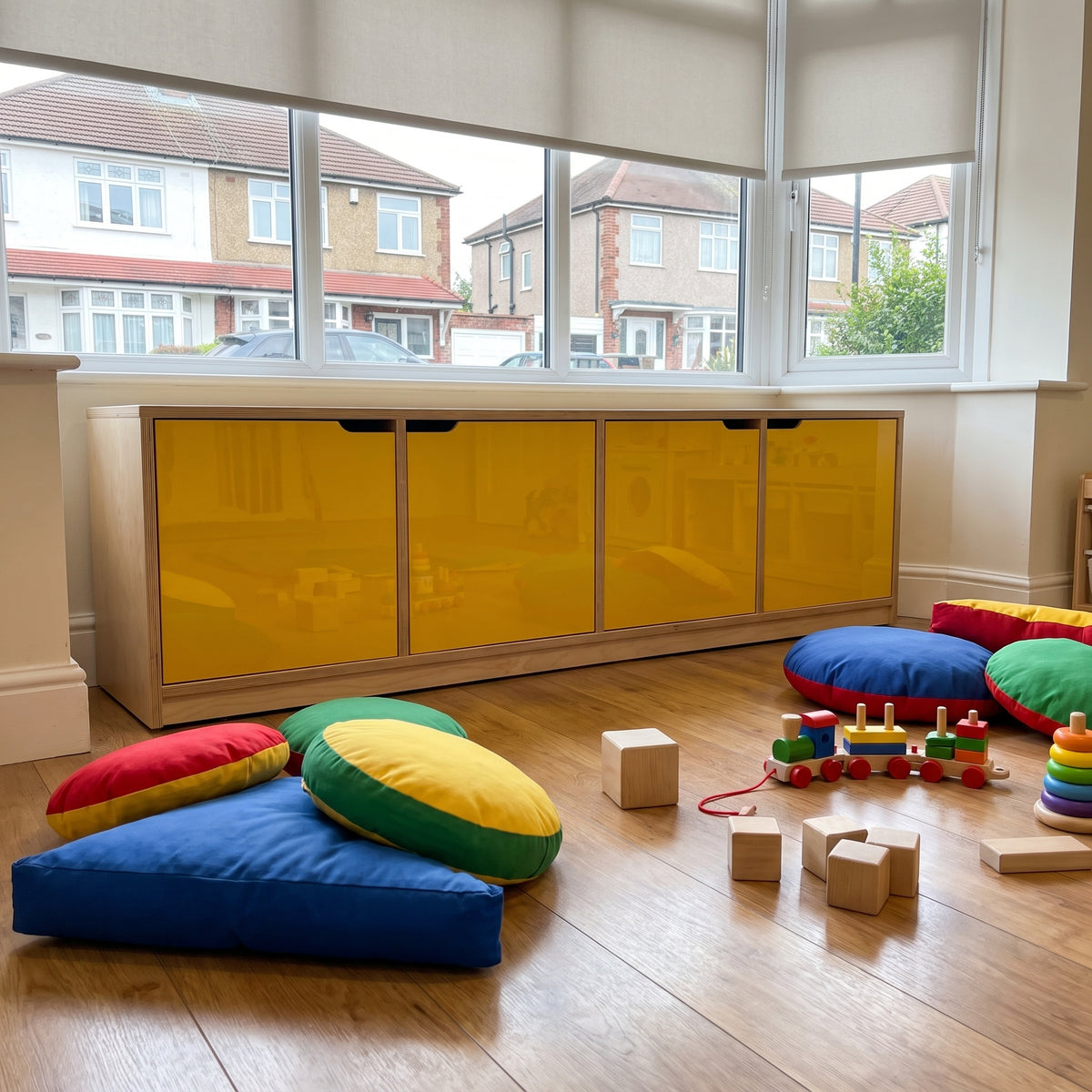 Yellow 2252 Perspex storage unit doors