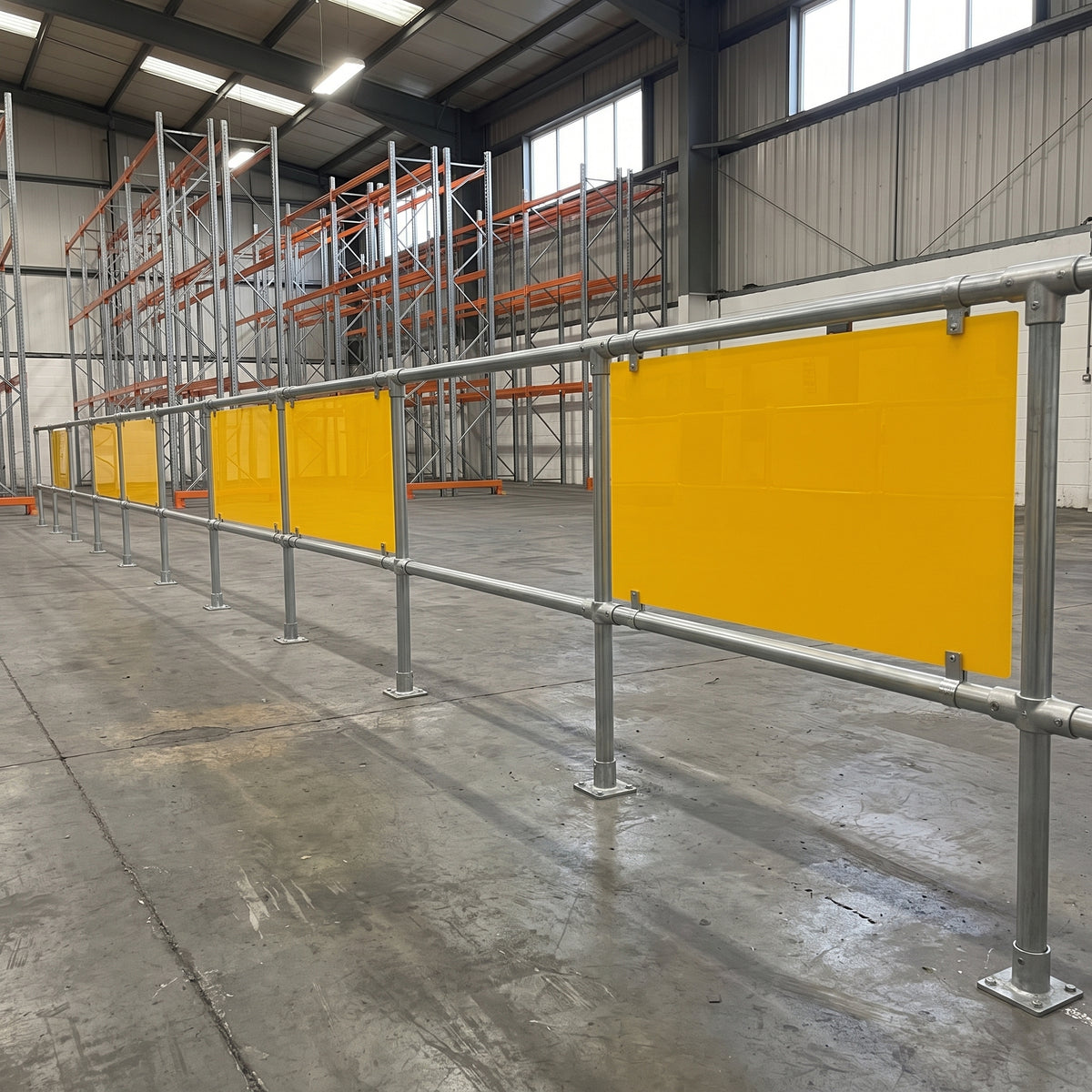 Yellow 260 Perspex warehouse barrier panels